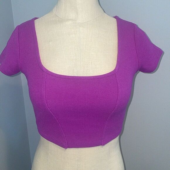 Garage Ribbed Scoop Neck Crop Top Size S - Picture 1 of 9